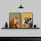 Kit 2 Quadros Arte Animais Geométricos 33x24cm - Com Vidro Mo