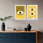 Kit 2 Quadros Arte Bauhaus Olhos Preto E Amarelo 33x24cm Mold