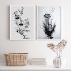 Kit 2 Quadros Arte Fotografias Abstratas mulheres 33x24cm - C
