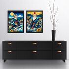 Kit 2 Quadros Arte Japonesa - Gatos De Kimono 45x34cm Moldura