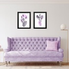 Kit 2 Quadros Arte Lavanda - Estampas 33x24cm Moldura Preta