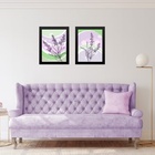 Kit 2 Quadros Arte Lavanda Lilás E Verde 45x34cm Moldura Bran