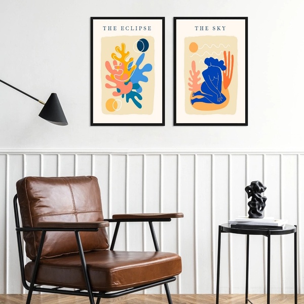 Kit 2 Quadros Arte Matisse Eclipse E The Sky 45x34cm - Com Vi