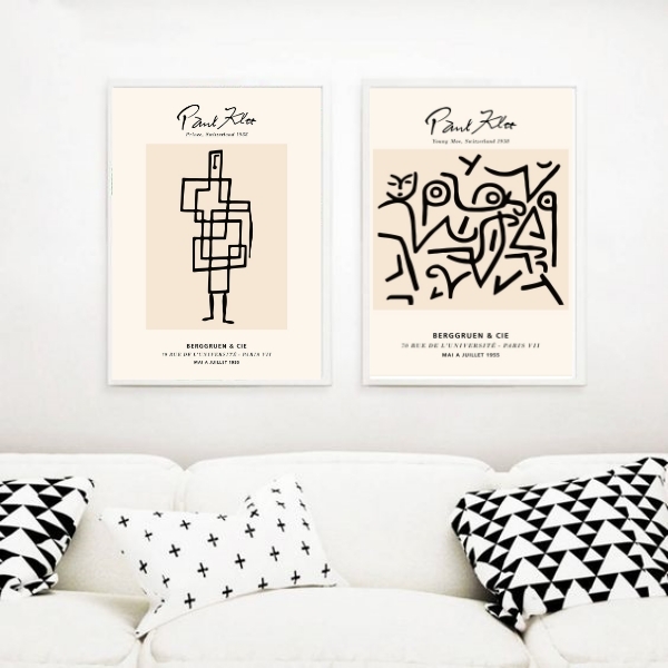 Kit 2 Quadros Arte Minimalista Paul Klee 24x18cm Moldura:made