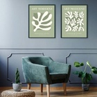 Kit 2 Quadros Arte Moderna Matisse Verde 24x18cm - Com Vidro