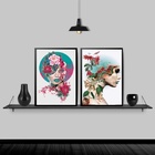 Kit 2 Quadros Arte Mulheres Flores 24x18cm - Com Vidro Moldur