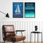 Kit 2 Quadros Arte Nautica - Barcos 33x24cm - Com Vidro Moldu
