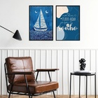 Kit 2 Quadros Arte Nautica - Sonho 33x24cm - Com Vidro Moldur