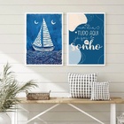 Kit 2 Quadros Arte Nautica - Sonho 45x34cm - Com Vidro Moldur