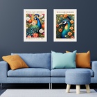 Kit 2 Quadros Arte Pavão - William Morris 45x34cm - Com Vidro
