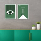 Kit 2 Quadros Artes Bauhaus Verde - Olho E Bike 45x34cm - Com