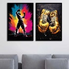 Kit 2 Quadros Artes Boxe - Campeão 45x34cm - Com Vidro Moldur