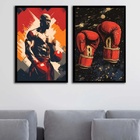 Kit 2 Quadros Artes Boxe - Lutador E Luvas 33x24cm Moldura Pr