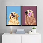 Kit 2 Quadros Artes Golden Retriever 24x18cm - Com Vidro Mold
