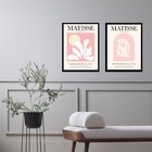 Kit 2 Quadros Artes Matisse Tons De Rosa 45x34cm - Com Vidro