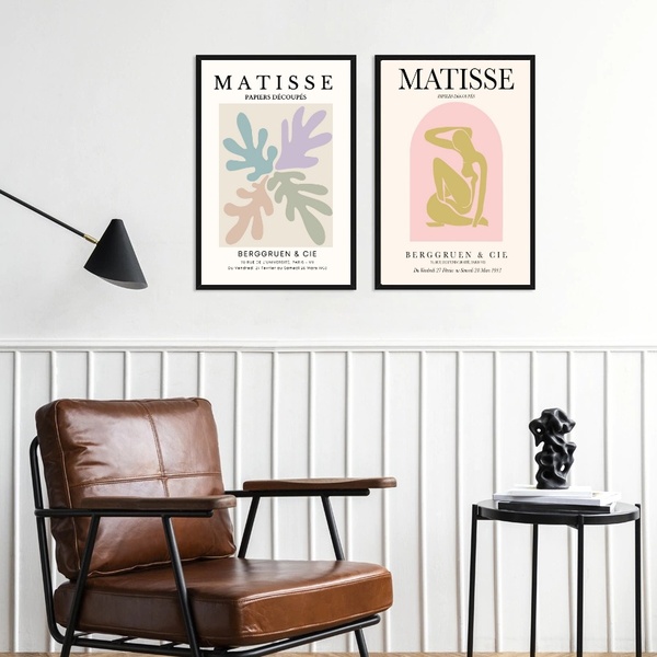 Kit 2 Quadros Artes Matisse Tons Pasteis 45x34cm Moldura:made