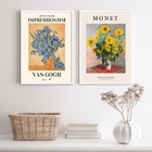 Kit 2 Quadros Artes Monet E Van Gogh- Flores 24x18cm - Com Vi