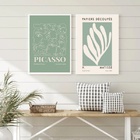 Kit 2 Quadros Artes Picasso Matisse Verdes 45x34cm Moldura Br