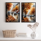 Kit 2 Quadros Artísticos Cidades Europa 33x24cm - Com Vidro M