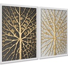 Kit 2 Quadros Árvores Raízes Preto Branco Dourado 45x34cm - C