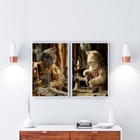 Kit 2 Quadros Atelier De Costura - Gatinhas 45x34cm - Com Vid