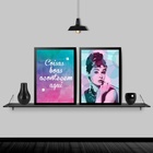 Kit 2 Quadros Audrey Coisas Boas 45x34cm - Com Vidro Moldura: