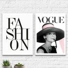 Kit 2 Quadros Audrey Fashion 24x18cm - Com Vidro Moldura:made