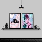 Kit 2 Quadros Audrey Girl Power 33x24cm - Com Vidro Moldura:m
