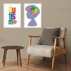 Kit 2 Quadros Autismo - Menininho 45x34cm - Com Vidro Moldura