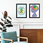 Kit 2 Quadros Autismo - Mundo Diferente 45x34cm Moldura Branca