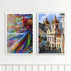 Kit 2 Quadros Bahia - Senhor Bonfim 33x24cm - Com Vidro Moldu