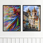 Kit 2 Quadros Bahia - Senhor Bonfim 33x24cm Moldura Preta