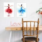 Kit 2 Quadros Bailarinas Coloridas - Aquarela 24x18cm Moldura