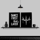 Kit 2 Quadros Bailarinas Dance 33x24cm Moldura:madeira Branca