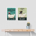 Kit 2 Quadros Banheiro Cão Border Collie 33x24cm Moldura:made