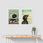 Kit 2 Quadros Banheiro Cão Dachshund 45x34cm - Com Vidro Mold