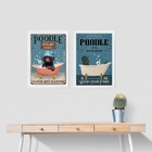 Kit 2 Quadros Banheiro Cão Poodle 45x34cm Moldura:madeira Bra