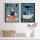 Kit 2 Quadros Banheiro Cão Poodle 45x34cm Moldura:madeira Bra