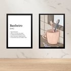 Kit 2 Quadros Banheiro Casal - Escovas De Dente 24x18cm Moldu