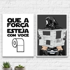 Kit 2 Quadros Banheiro Darth 33x24cm Moldura:madeira Preta