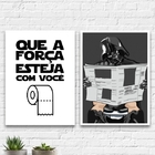 Kit 2 Quadros Banheiro Darth 45x34cm Moldura:madeira Branca