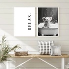 Kit 2 Quadros Banheiro Relax Porquinho 45x34cm - Com Vidro Mo