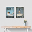 Kit 2 Quadros Banheiro Vintage - Boxer 24x18cm Moldura:madeir