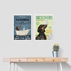 Kit 2 Quadros Banheiro Vintage - Dachshund 33x24cm Moldura:ma