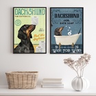 Kit 2 Quadros Banheiro Vintage - Dachshund 33x24cm Moldura:ma