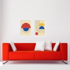 Kit 2 Quadros Bauhaus Cores Primárias 45x34cm Moldura Preta