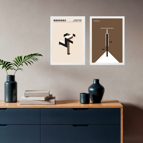 Kit 2 Quadros Bauhaus Esportes - Corrida E Bicicleta 33x24cm