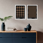 Kit 2 Quadros Bauhaus Geométricos - Marrom E Preto 33x24cm Mo