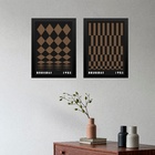 Kit 2 Quadros Bauhaus Geométricos - Marrom E Preto 45x34cm Mo