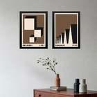 Kit 2 Quadros Bauhaus Geométricos - Marrons 33x24cm - Com Vid